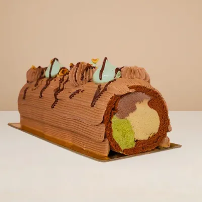 Chocolate Swiss Roll Ice Cream Cake chocolate swiss roll ice cream cake, at the center are its gelato filling