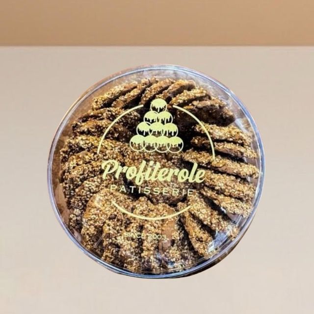 sesame cookie or barazek on top of table