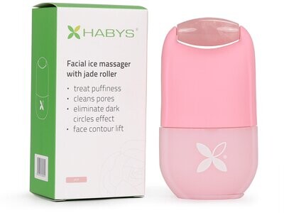 Face ice massager with stone, HABYS, pink