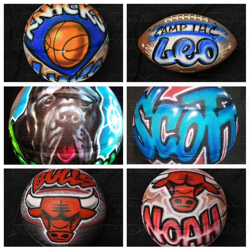 Basketballs or Footballs Airbrushed