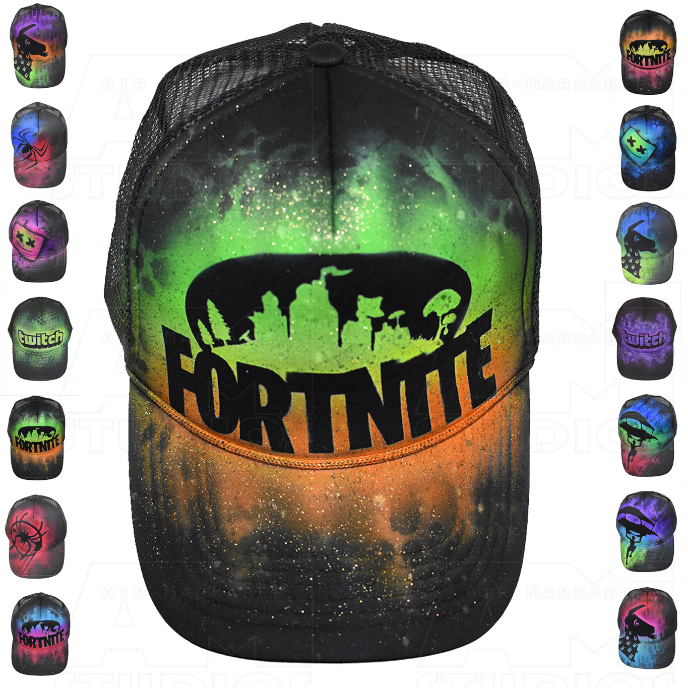 Twitch / Fortnite / Spiderman Custom Airbrush Hats