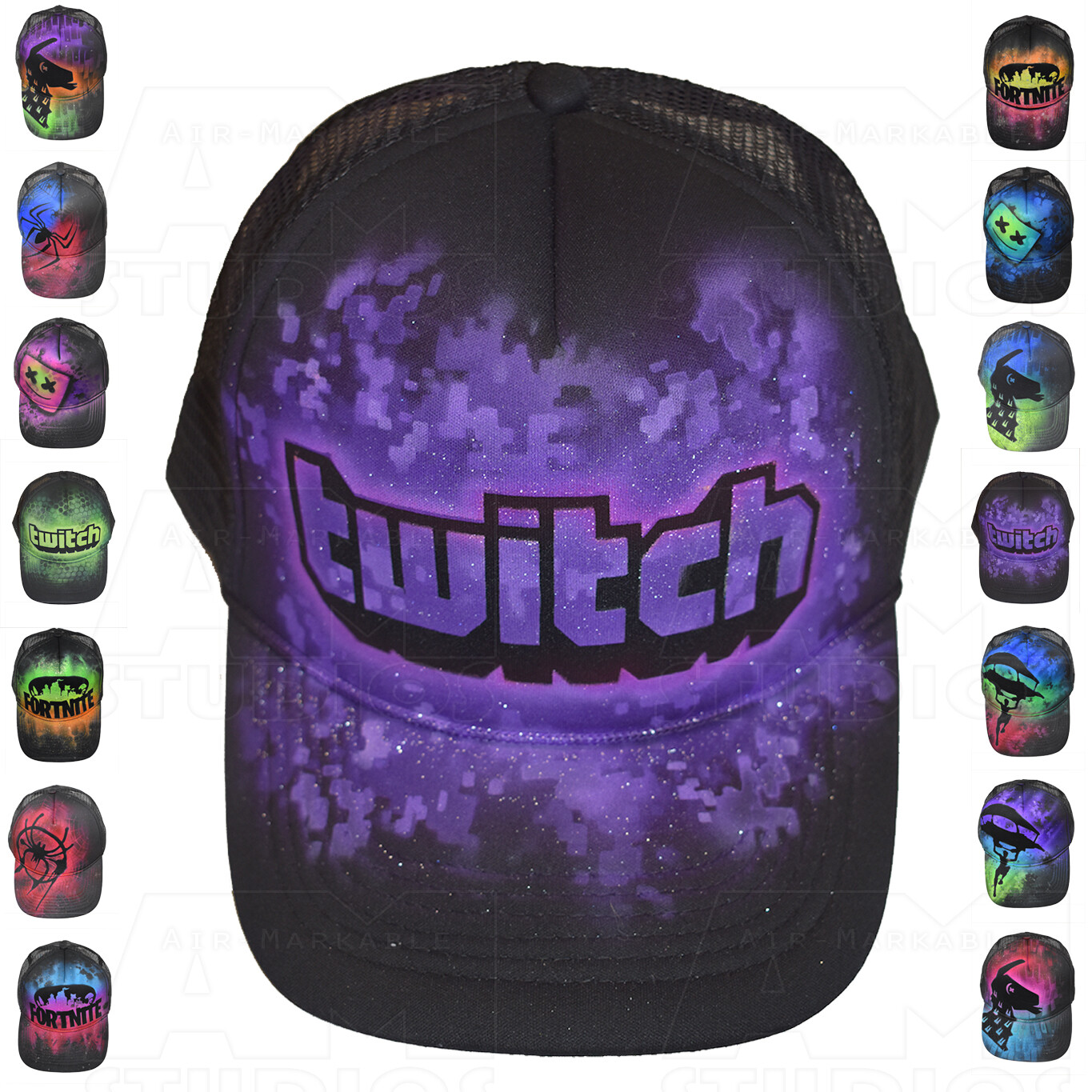 Twitch / Fortnite / Spiderman Custom Airbrush Hats