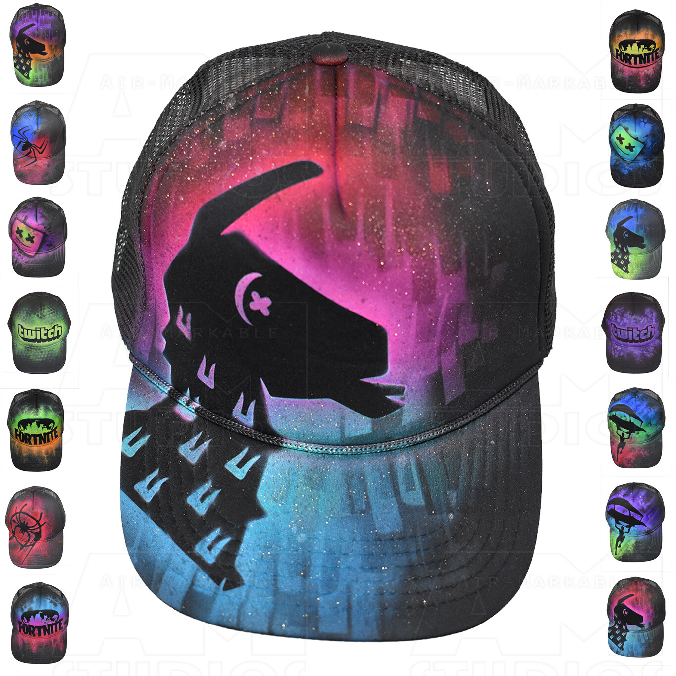 Twitch / Fortnite / Spiderman Custom Airbrush Hats