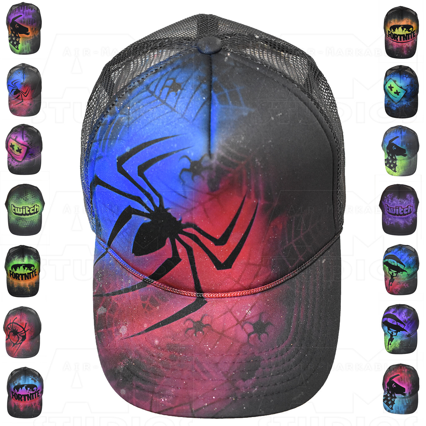 Twitch / Fortnite / Spiderman Custom Airbrush Hats