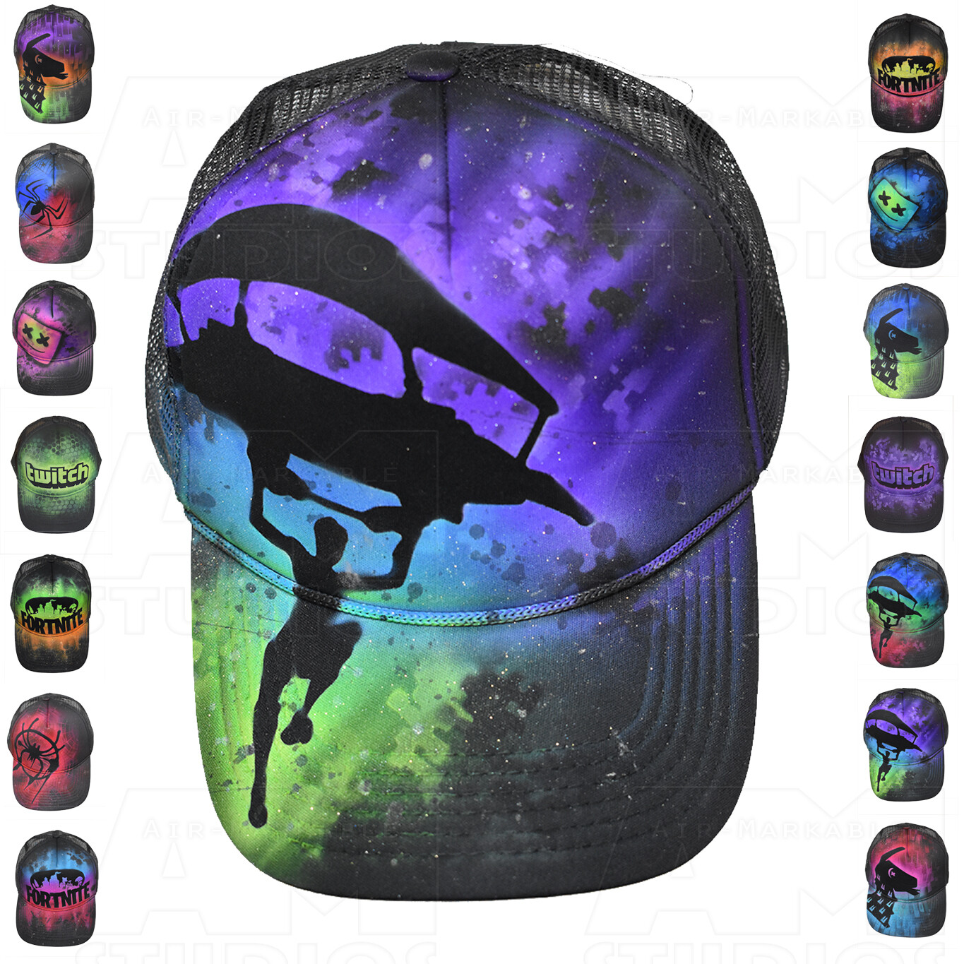 Twitch / Fortnite / Spiderman Custom Airbrush Hats