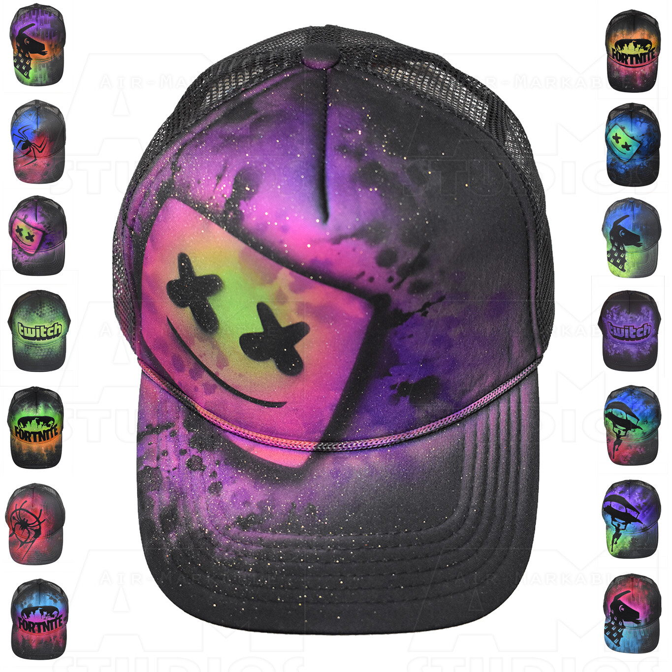 Twitch / Fortnite / Spiderman Custom Airbrush Hats