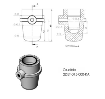 Graphite lined Gold and Silver Casting Crucible for EC-12