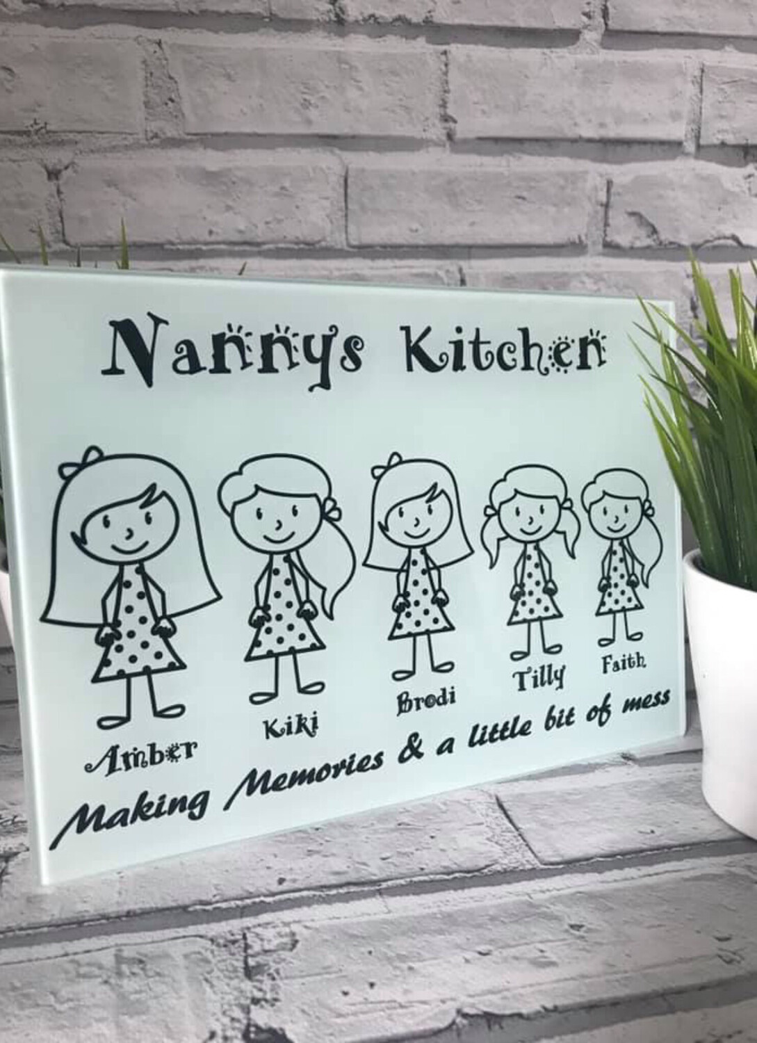 Personalised Stickman Family Chopping Board