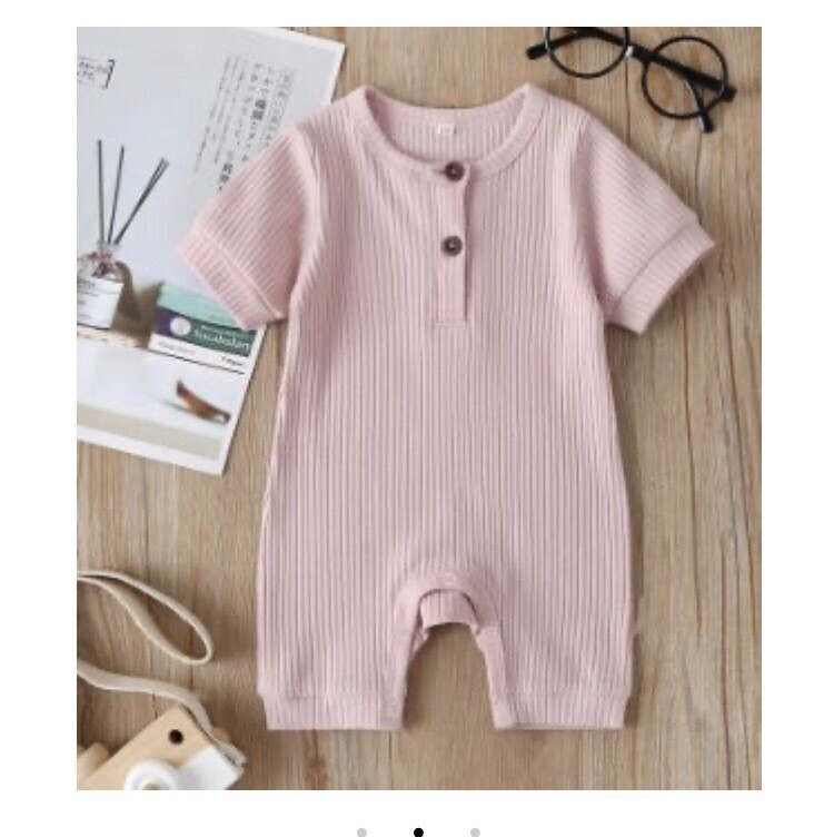 Short Ribbed Baby Rompers