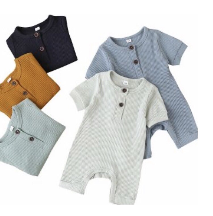 Short Ribbed Baby Rompers