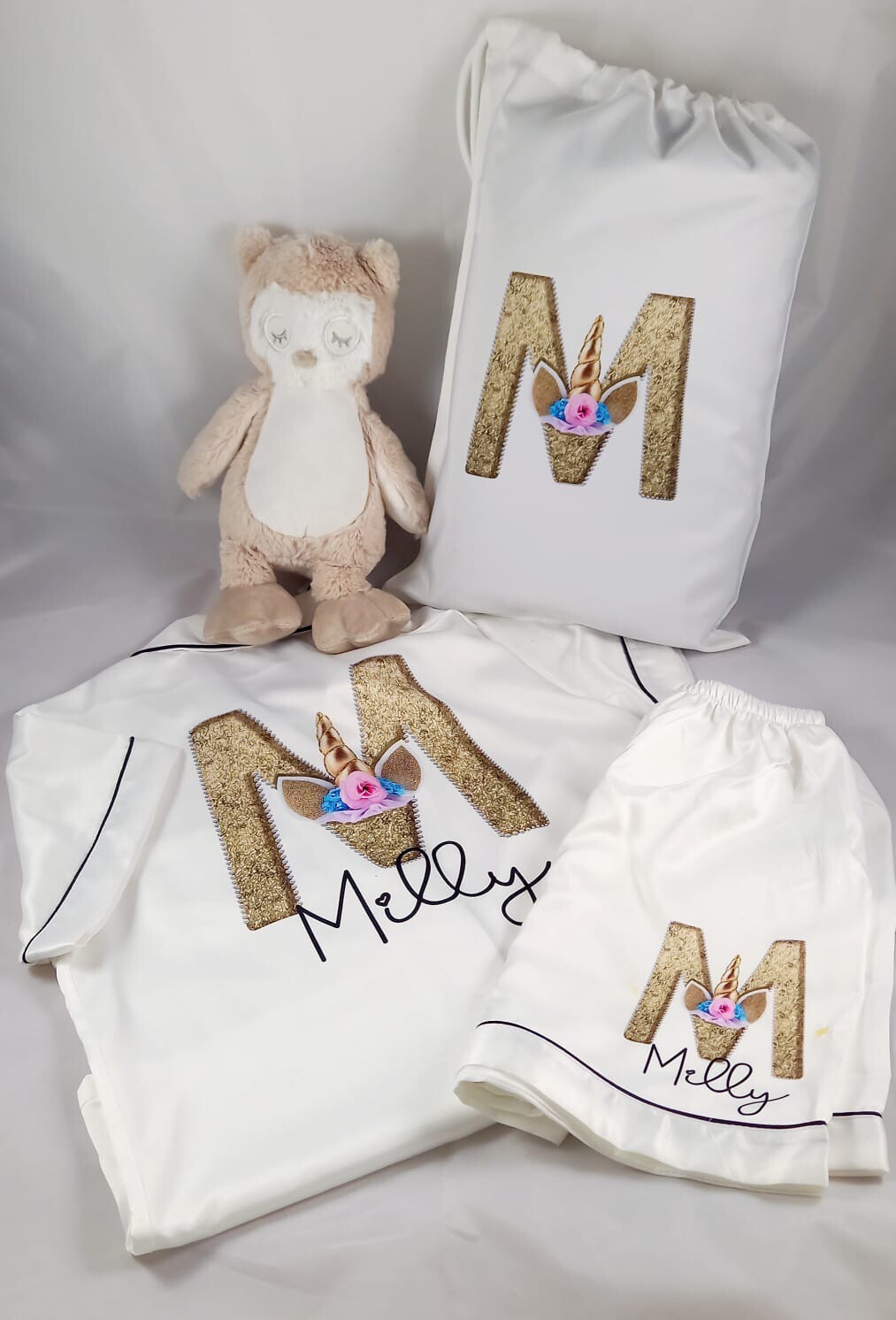 Kids Satin Pyjamas With Matching Bag