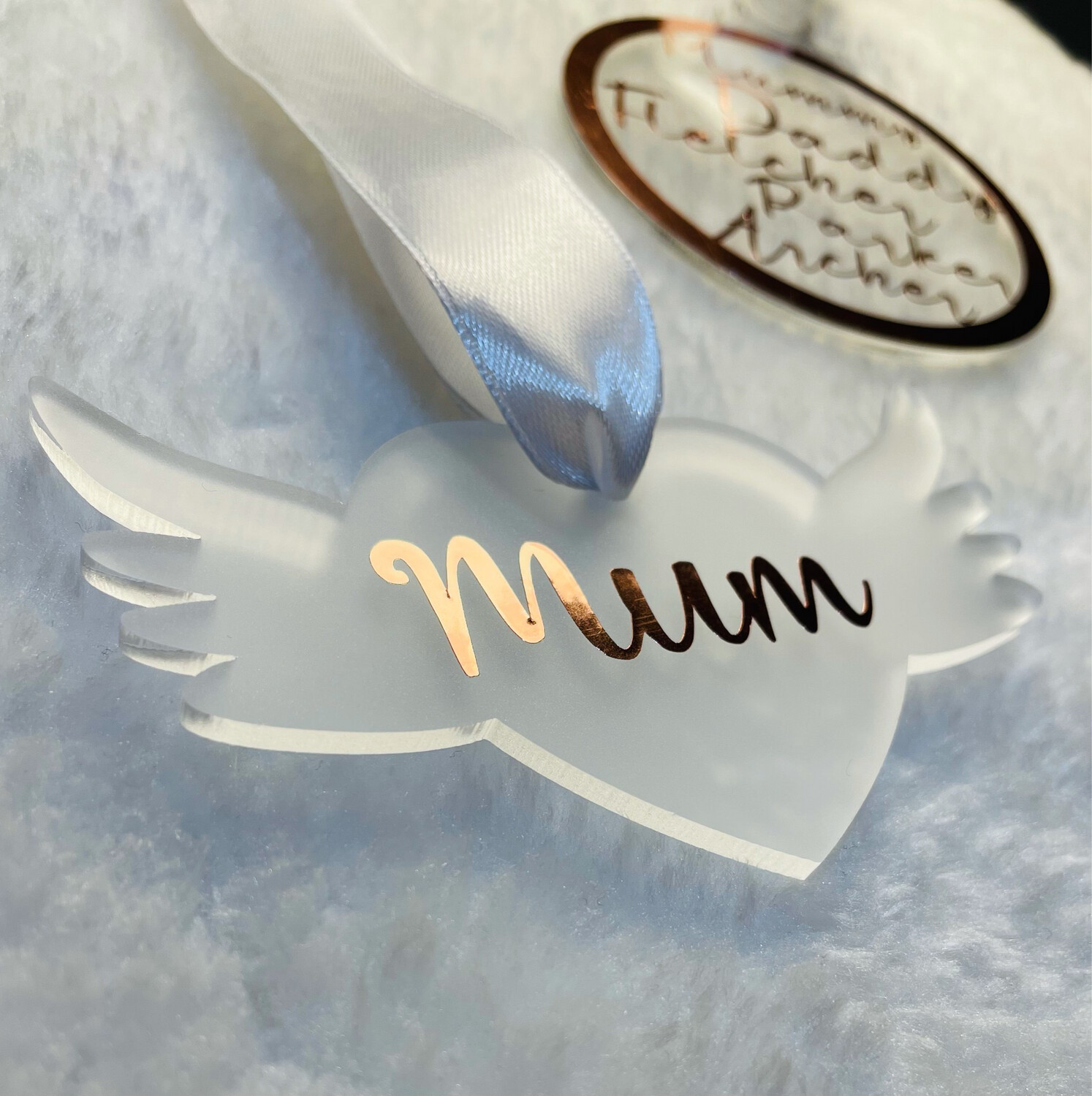 Frosted Heart And Wings Bauble