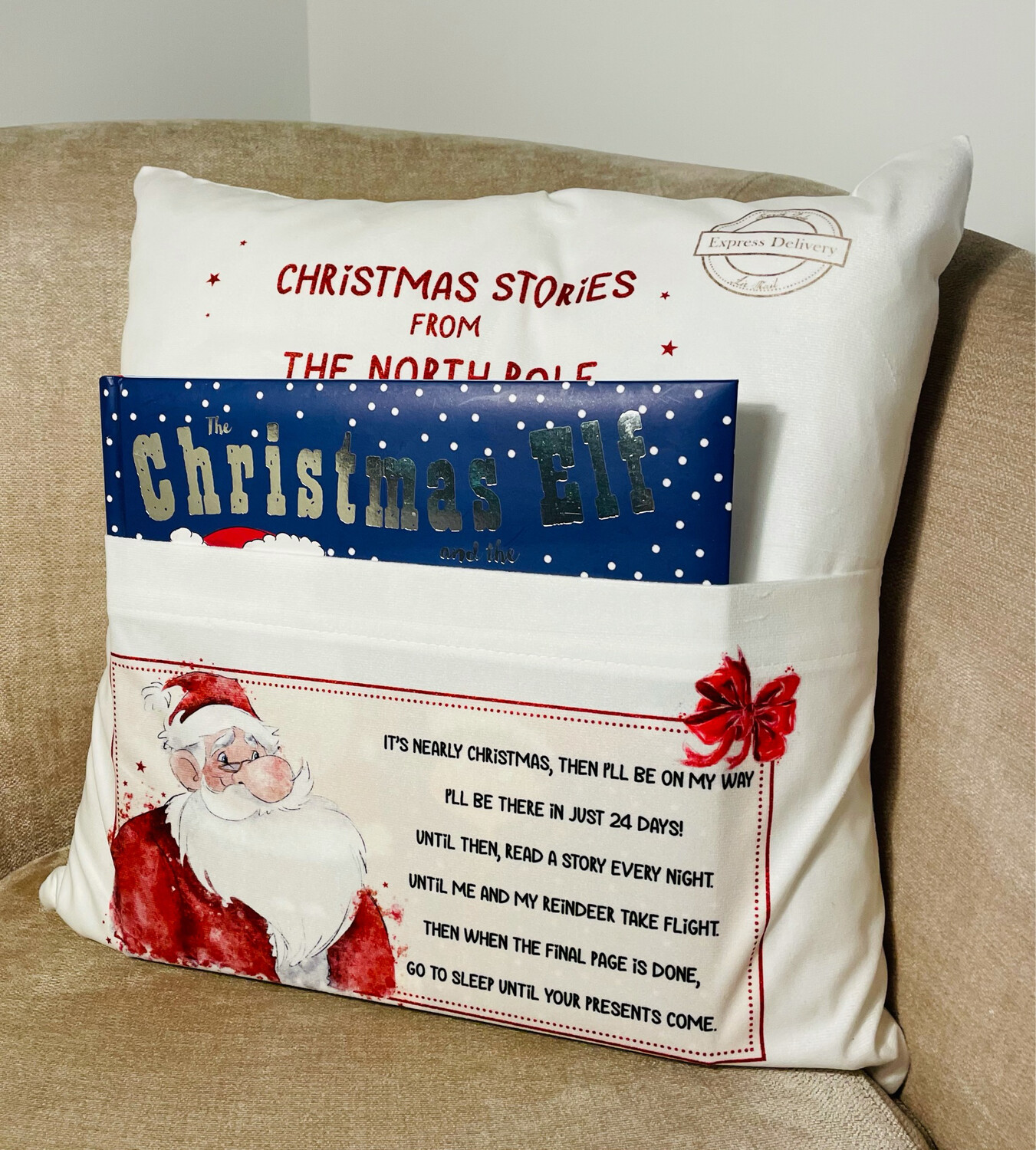 Vintage Santa Advent Book Cushion