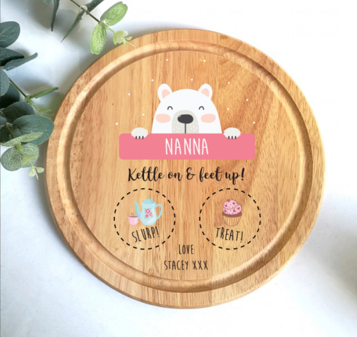 Printed Round Cake Board- Bear Print
