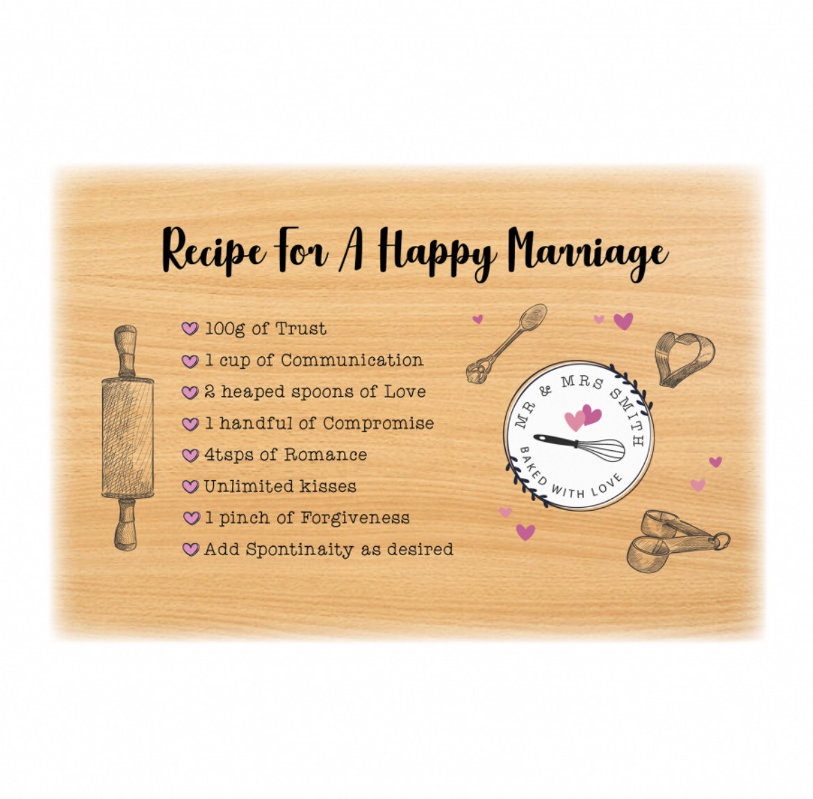 Recipe For A Happy Marriage Chopping Board
