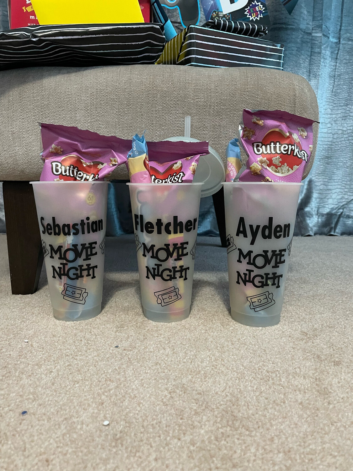 Movie Night Glow In The Dark Cups With Lid And Straw