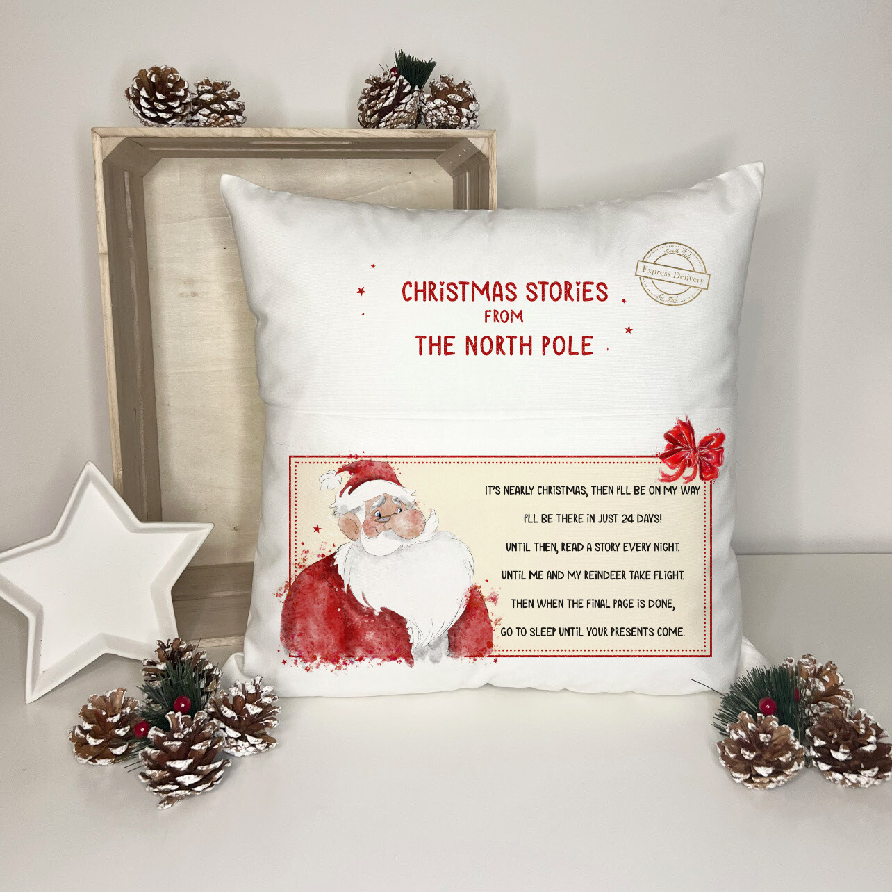 Vintage Santa Advent Book Cushion