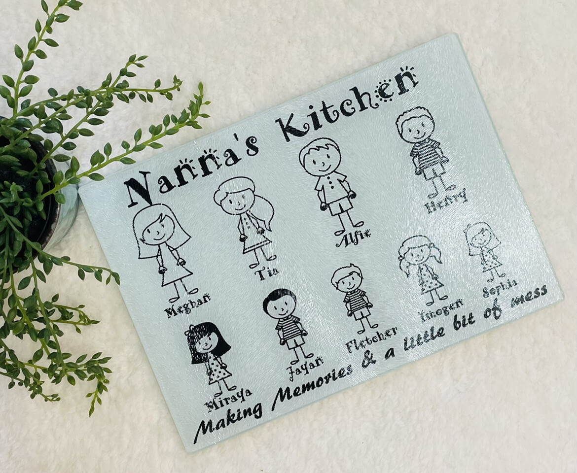 Personalised Stickman Family Chopping Board