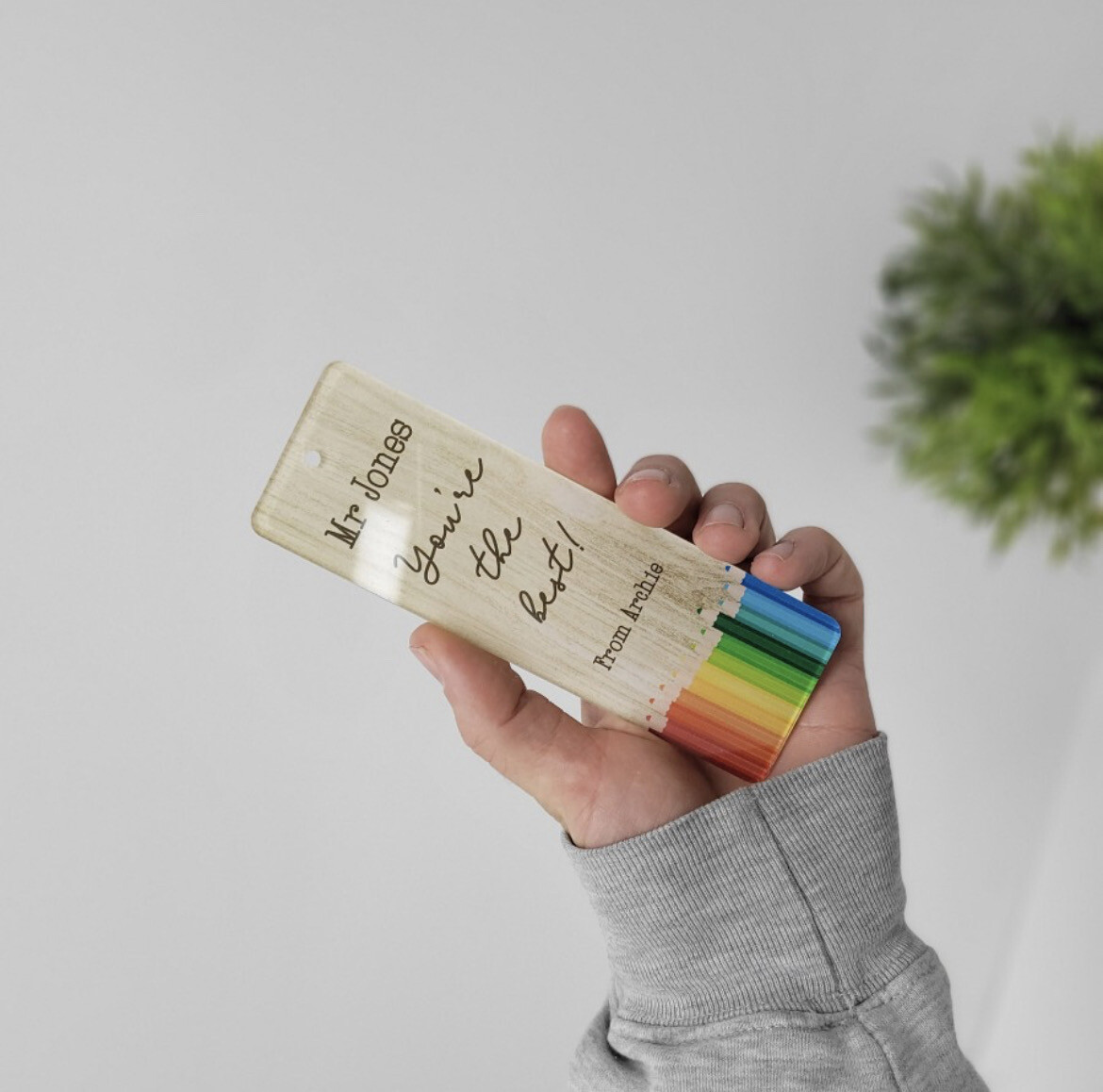 Teacher Crayon Personalised Bookmark
