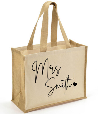 Teacher Personalised Jute And Canvas Shopper Bag