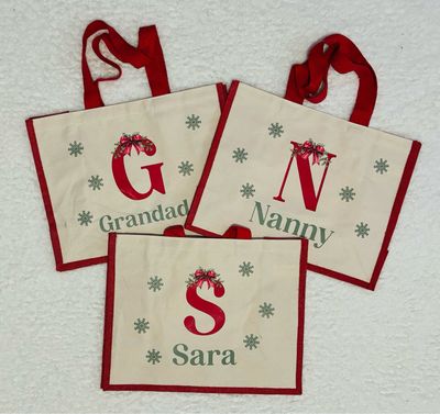 Christmas Initial Tote Bag