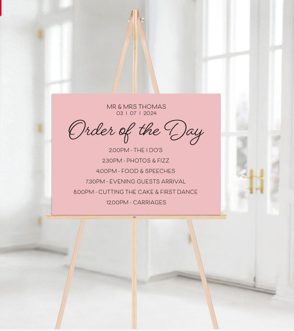 Muted Matt Order Of The Day Sign Various Colours