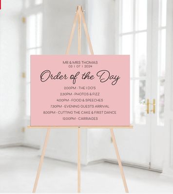 Muted Matt Order Of The Day Sign Various Colours
