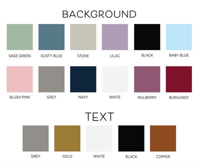Muted Matt Table Number Sign Various Colours