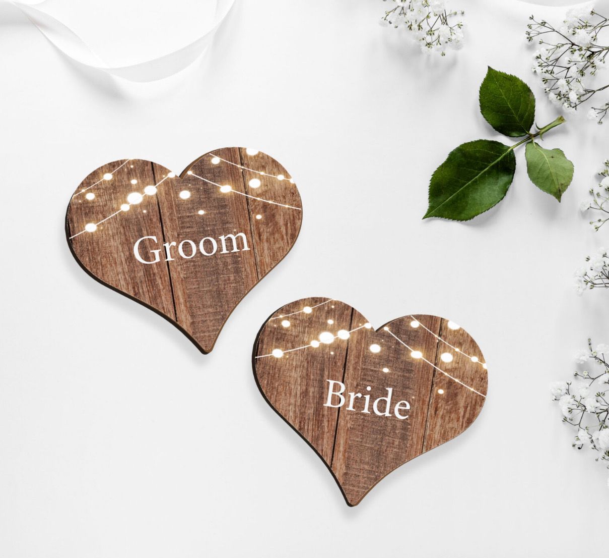 Rustic Wood And Lights Place Settings On Foam board