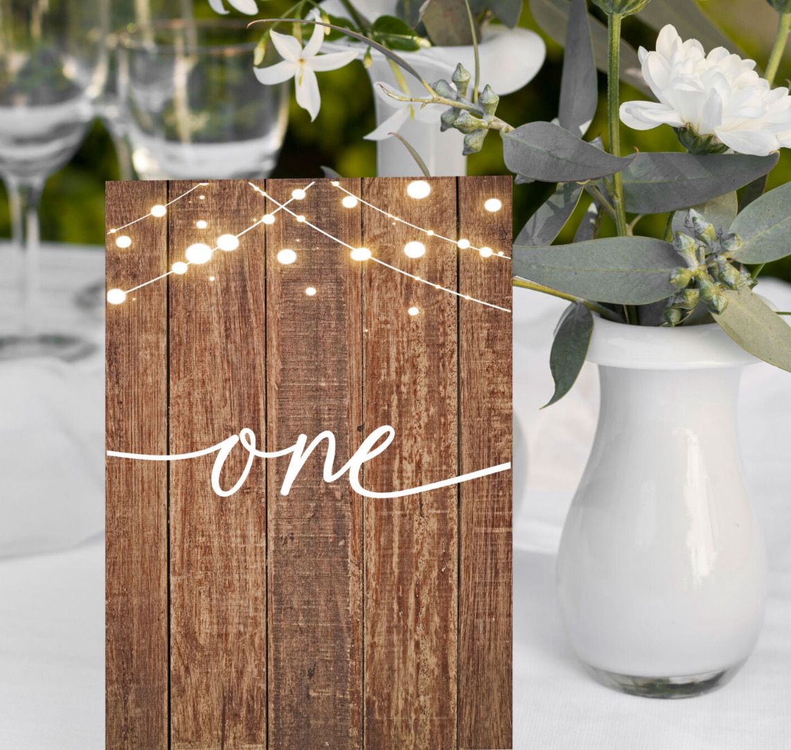 Rustic Wood And Lights Table Number Sign On Foam board