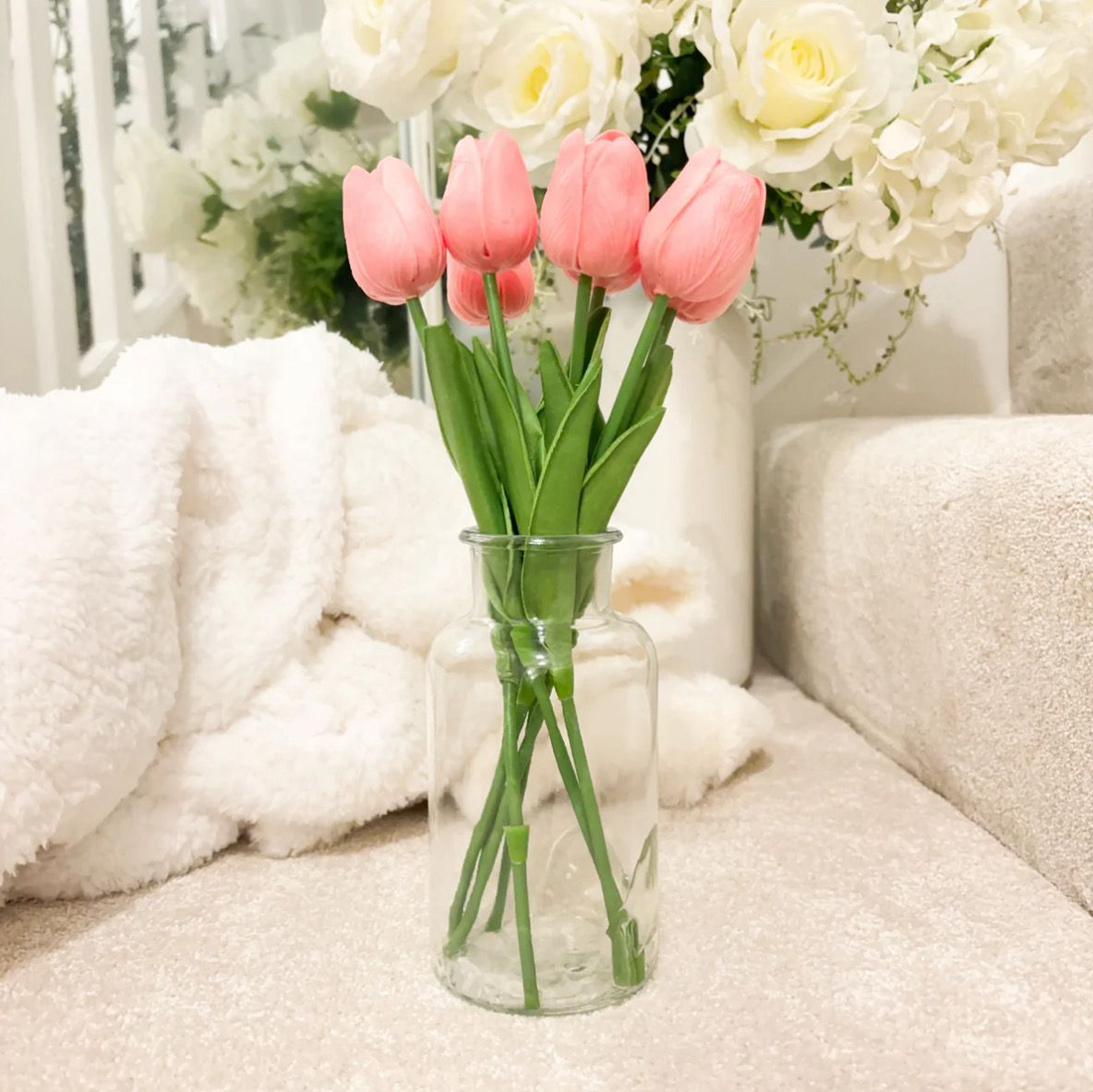 Faux Tulips In Personalised Vase