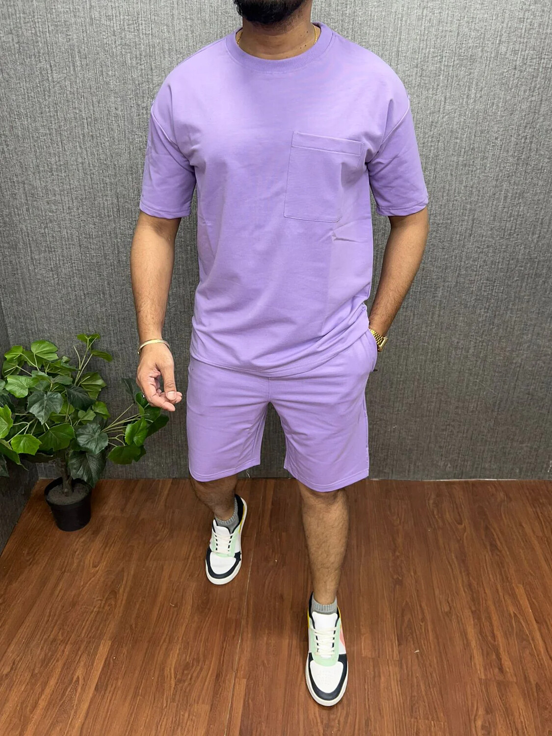 Blazing Smooth &amp; Comfy Tee + Shorts Set ( Levender )