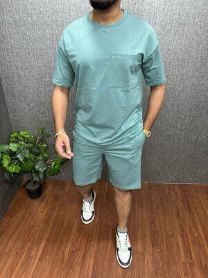 Blazing Smooth & Comfy Tee + Shorts Set ( Turquoise )
