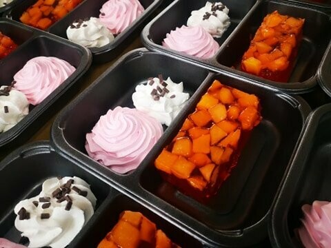 Meringues, Jelly, Fruit Salad & Cream