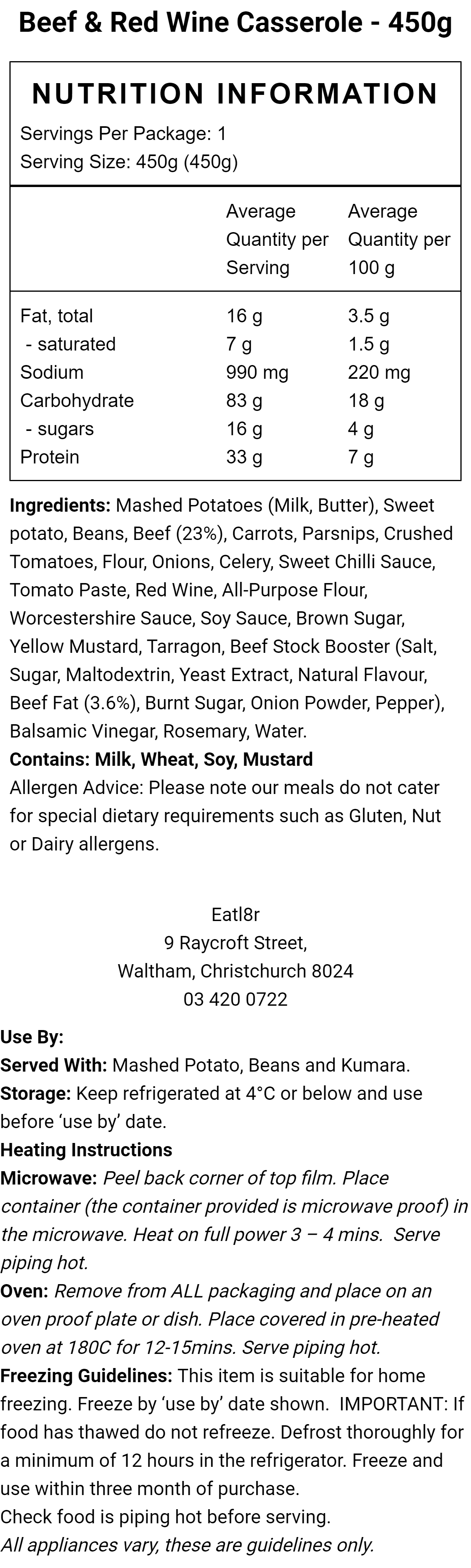 Beef & Red Wine Casserole