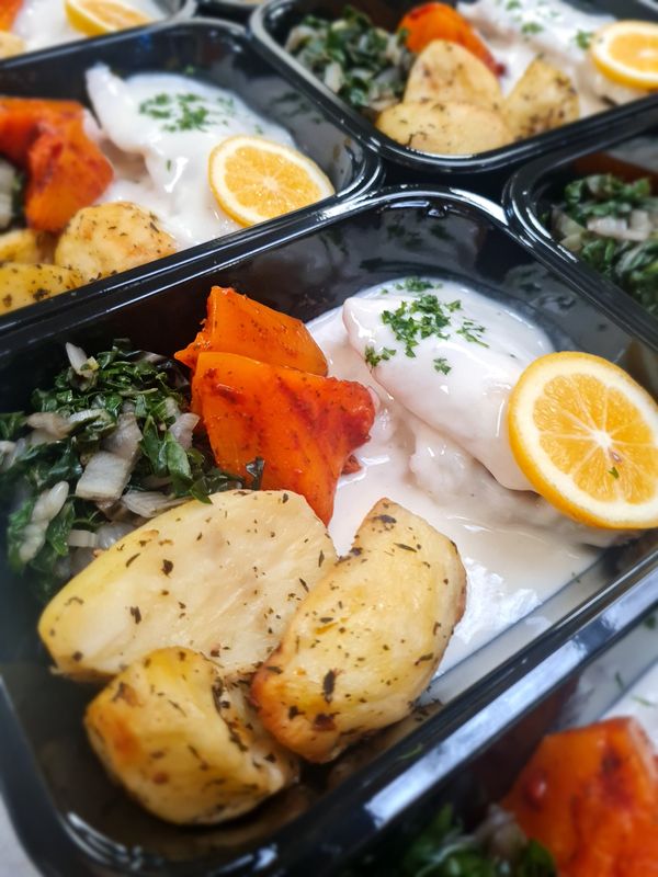 Baked Fish with Lemon & Parsley Sauce