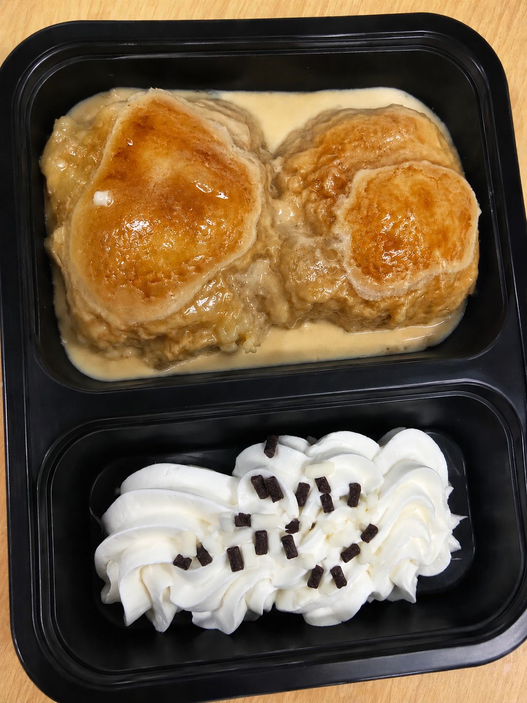 Caramel Dumplings with Whipped Cream