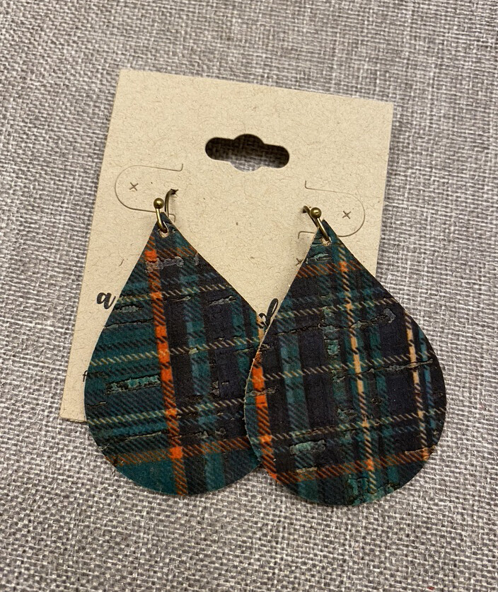 Green Plaid Tear Drops