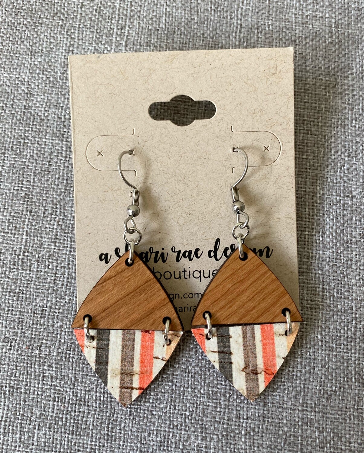Autumn Stripes Double Triangle Wood