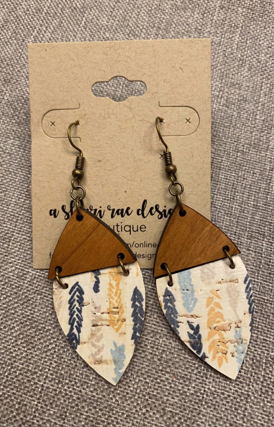 Fall Feathers Wood Triangle Dangles