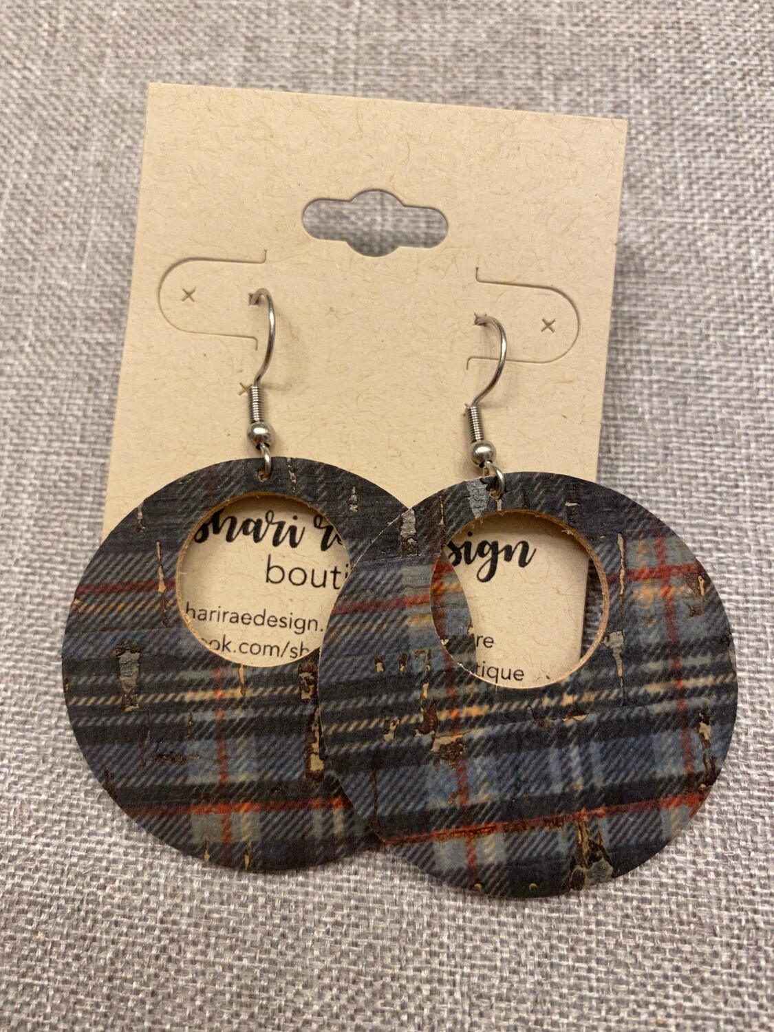 Dark Navy Plaid Circle Cutouts