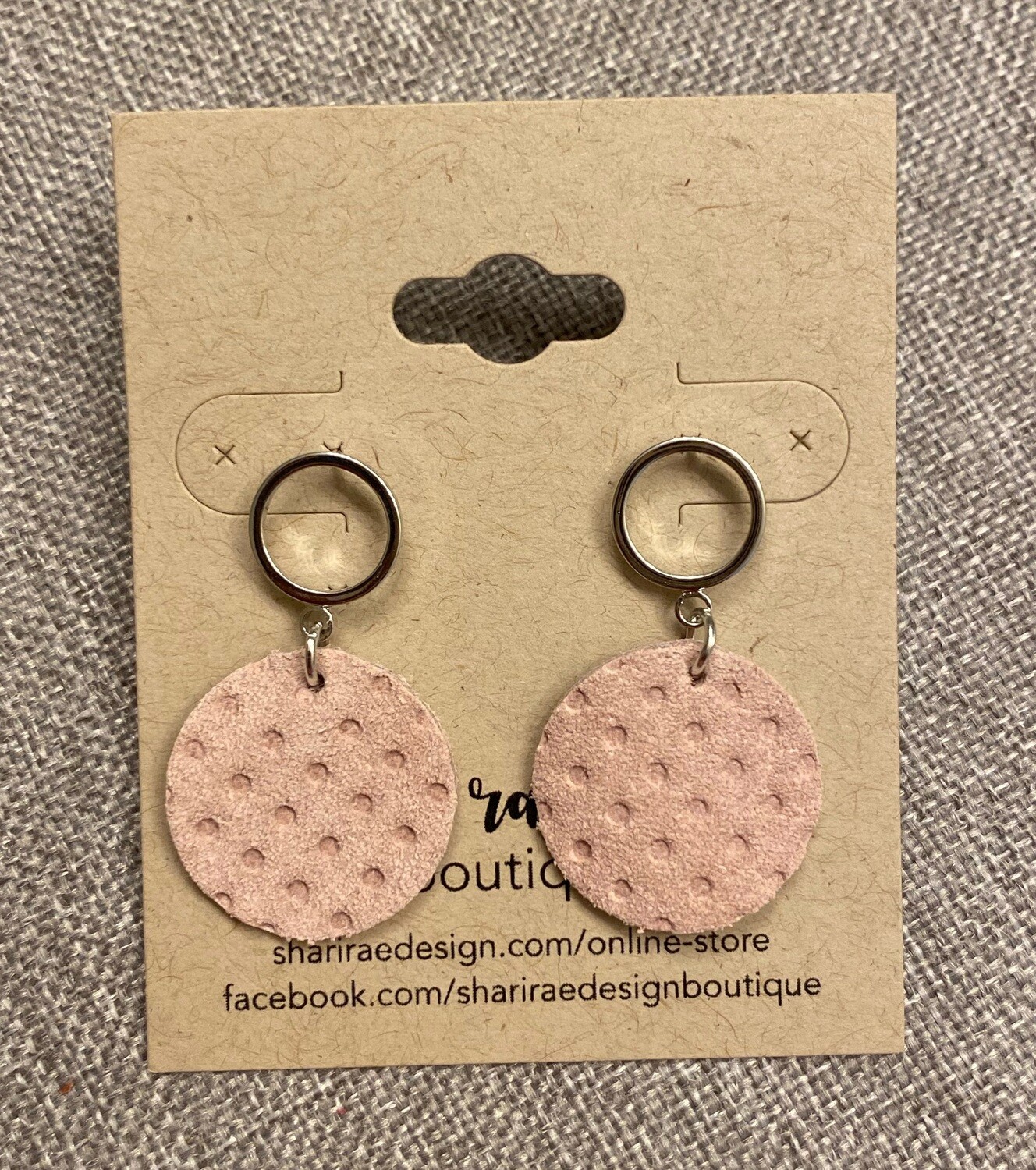 Pale Pink Circle Dot Circles &amp; White Gold Studs
