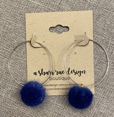 Pom Pom Hoops - Blue
