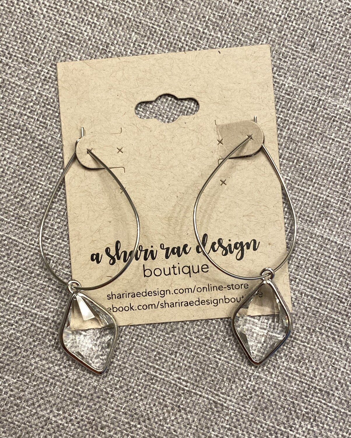 Glass Petal Silver Hoops