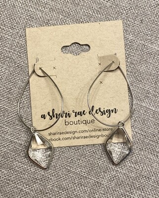 Glass Petal Silver Hoops