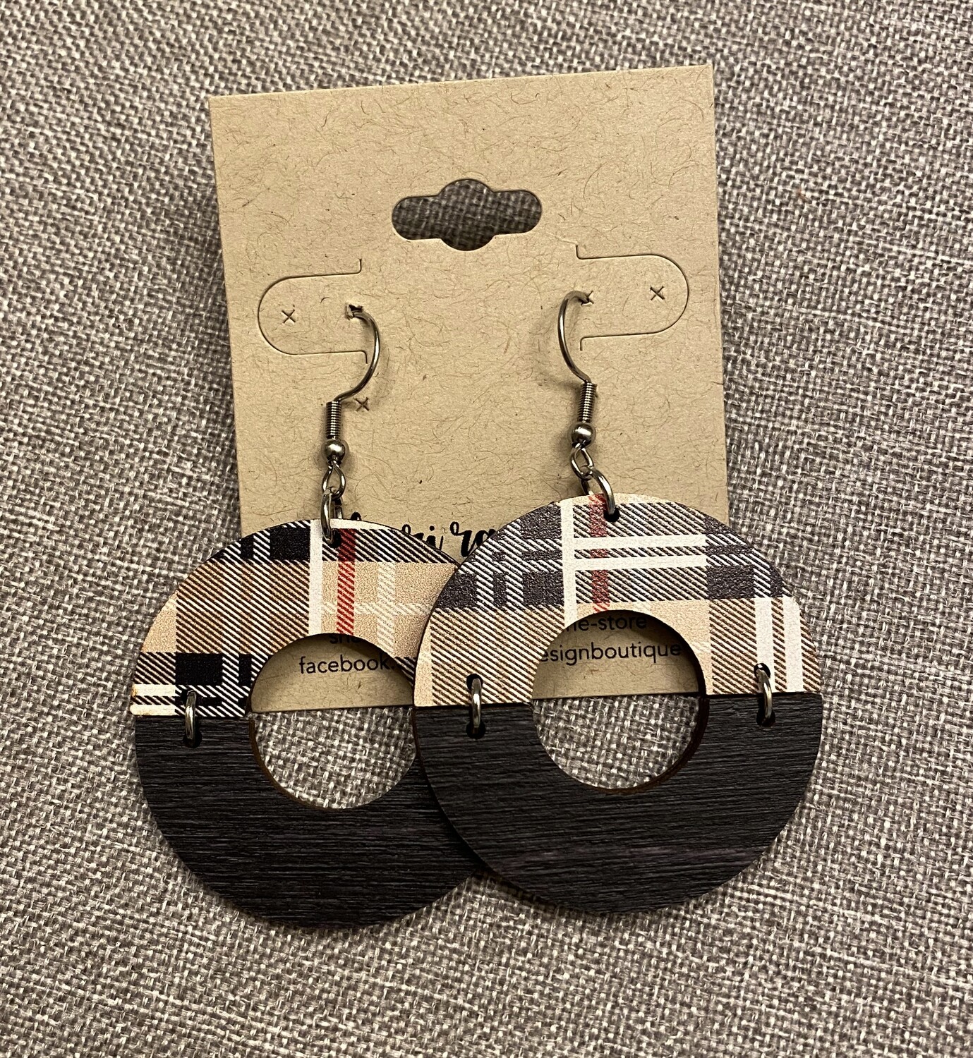 Burberry &amp; Black Wood Half Moon Circle Cutouts