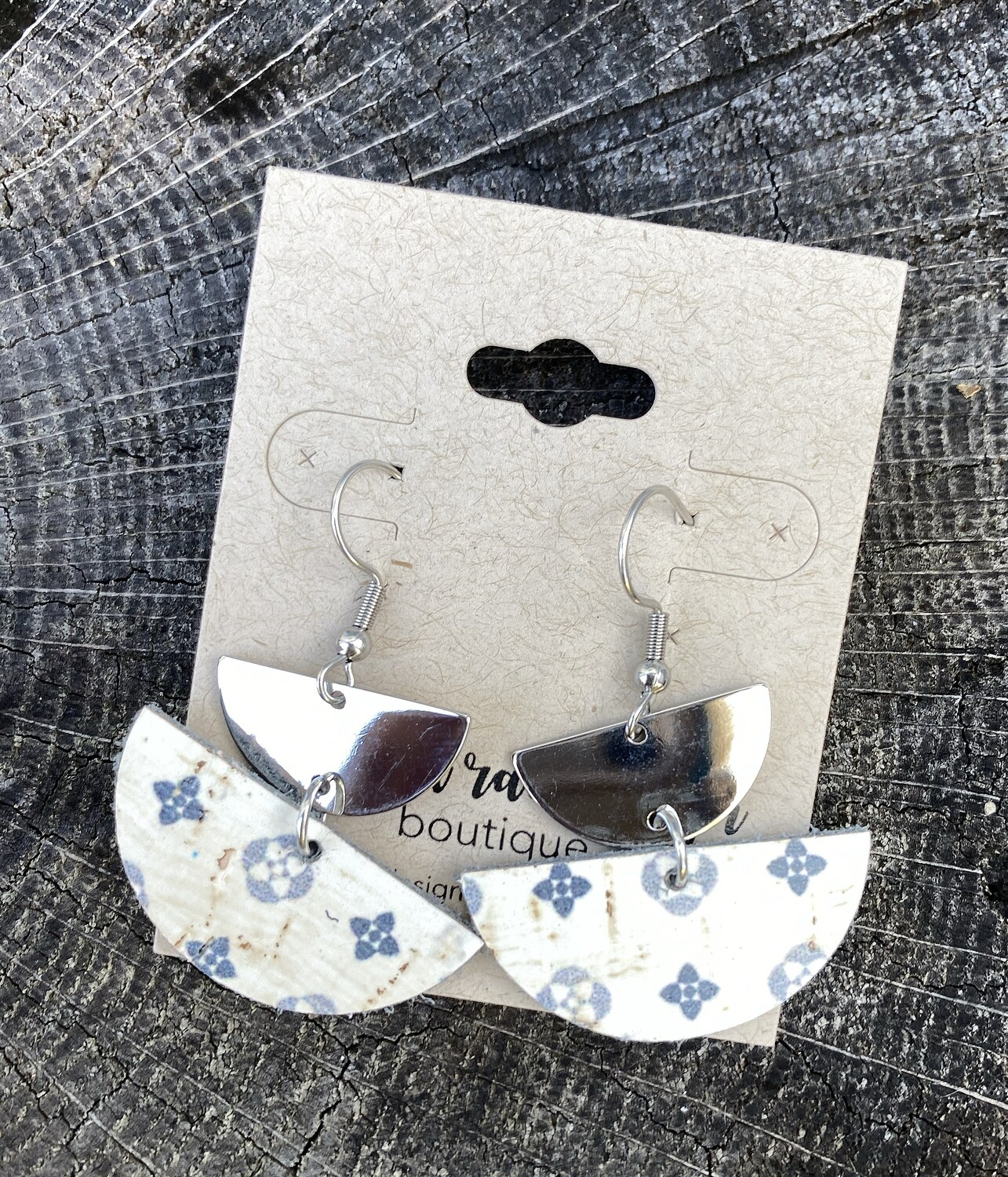 Blue Stars with Silver Half Circle Moons
