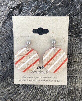 Candy Cane Striped Natural Circles Small