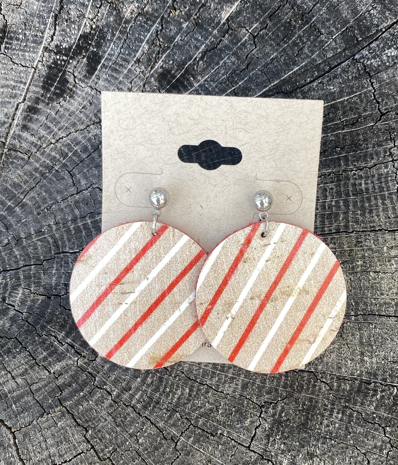 Candy Cane Striped Natural Circles Large