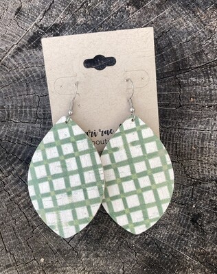 Green &amp; White Basket Weave Leaf XL